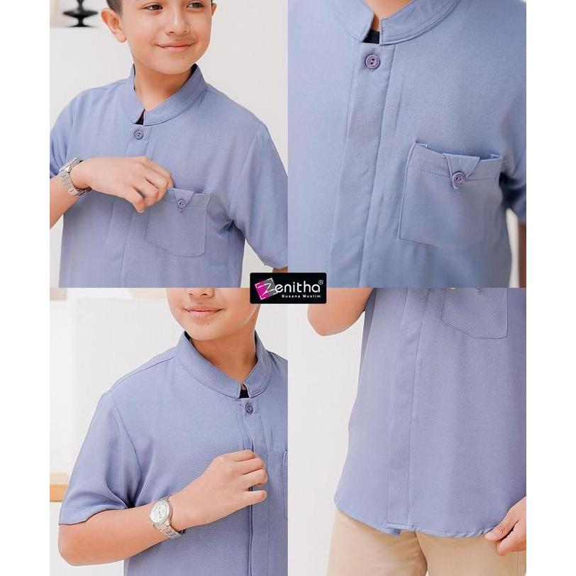 Zenitha - Aruna Denim/Caramel Sarimbit Keluarga Lebaran Couple Family Set Premium Baju Muslim Ruffle