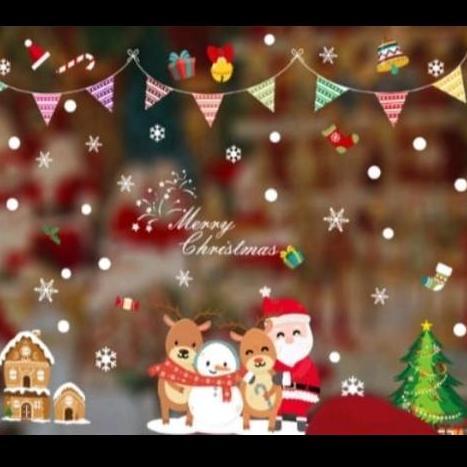 Stiker Film Motif Natal Santa Dekorasi Natal