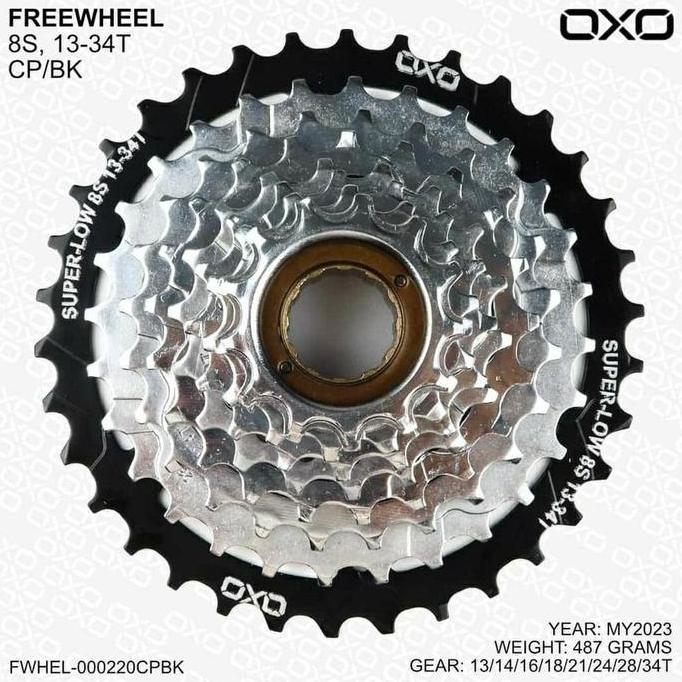 SPROKET FREEWHEEL OXO GEAR 8 SPEED ULIR DRAT MEGARANGE 13 - 34 T ORIGINAL DAN TERPERCAYA