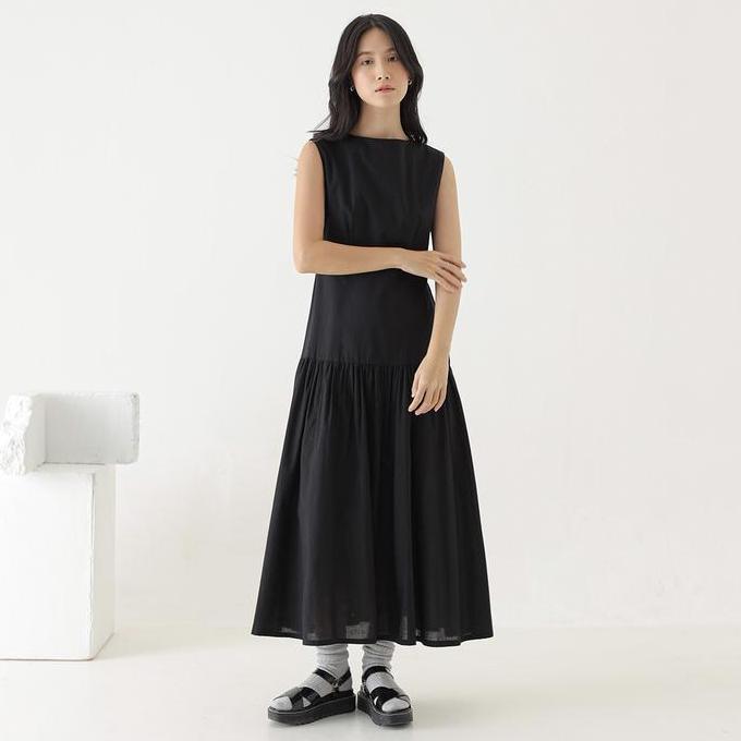 InKano Spire Dress - Sleeveless dress panjang korea wanita casual bahan katun warna coklat dan hitam