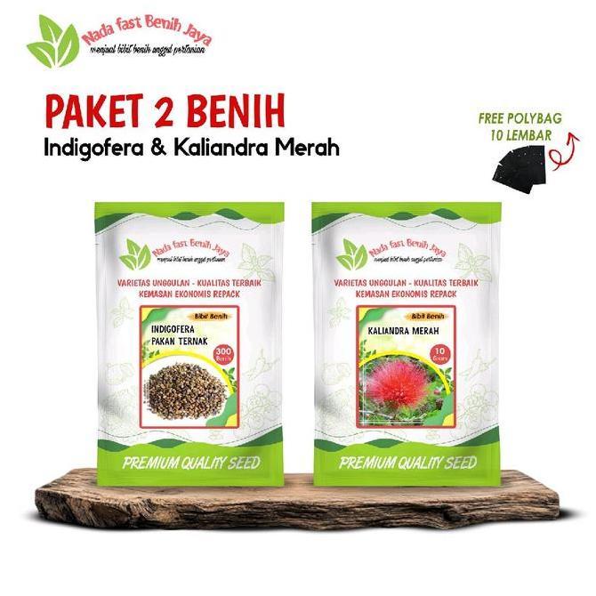 Paket 2 Benih indigofera dan benih kaliandra merah gratis polybag