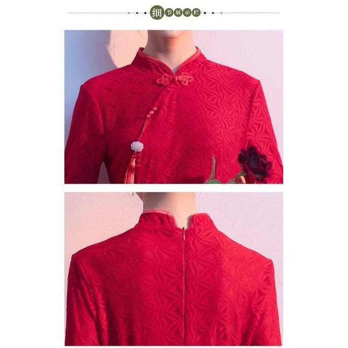 dress pesta merah wanita korea import D6549 e/ dress cheongsam import / dress sangjit