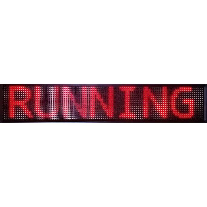 Running Text 2 sisi Ukuran 24 cm x 232 cm. Warna LED Merah