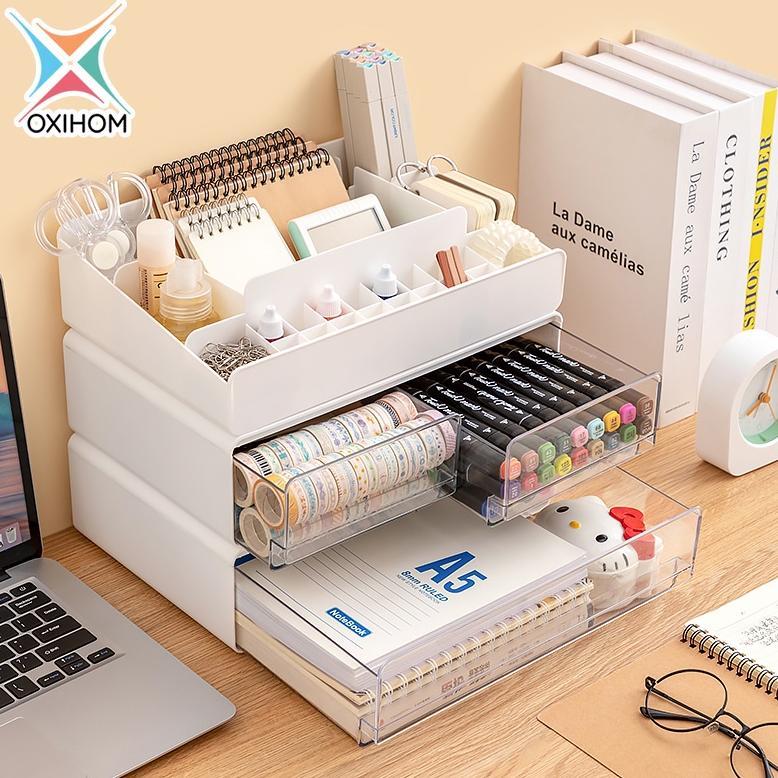 Oxihom Laci Plastik Susun Tempat Make Up Acrylic Kotak Penyimpanan