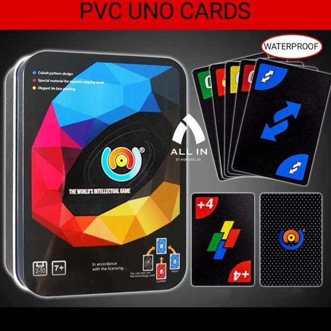 Kartu Uno Plastik Anti Air Pvc Wateroof Uno Card Game Toys