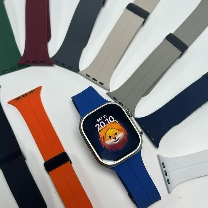 Strap Voided For Apple Watch Ultra Silicone Buckle Magnetic Semua Seri Apple Watch Jam Smartwatch