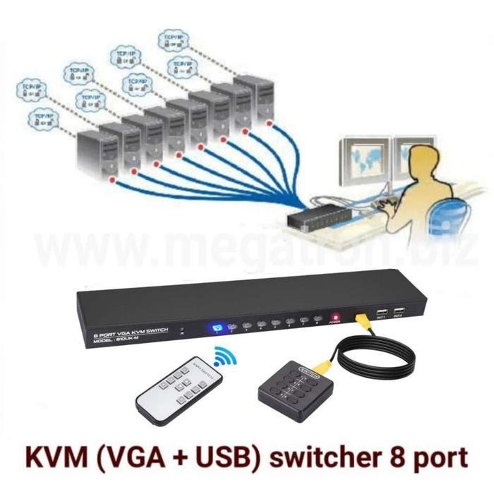Kvm Vga & Usb Switcher 8 Input - 1 Output (8X1) - Support 3 Port Usb Original Dan Terpercaya