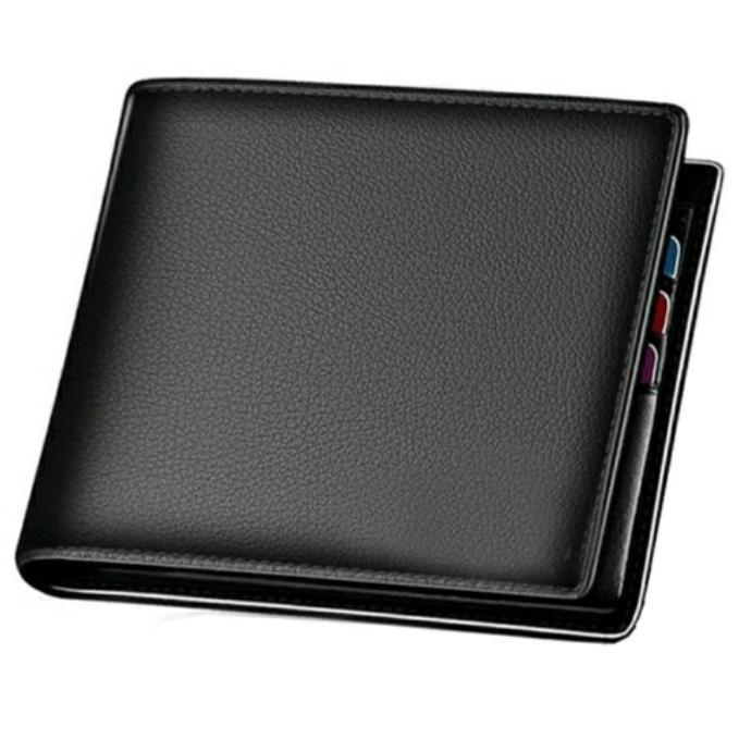 BESTPROMO DOMPET PRIA RETRO + BOX DOMPET KULIT SINTETIS LIPAT DUA PRADA HITAM