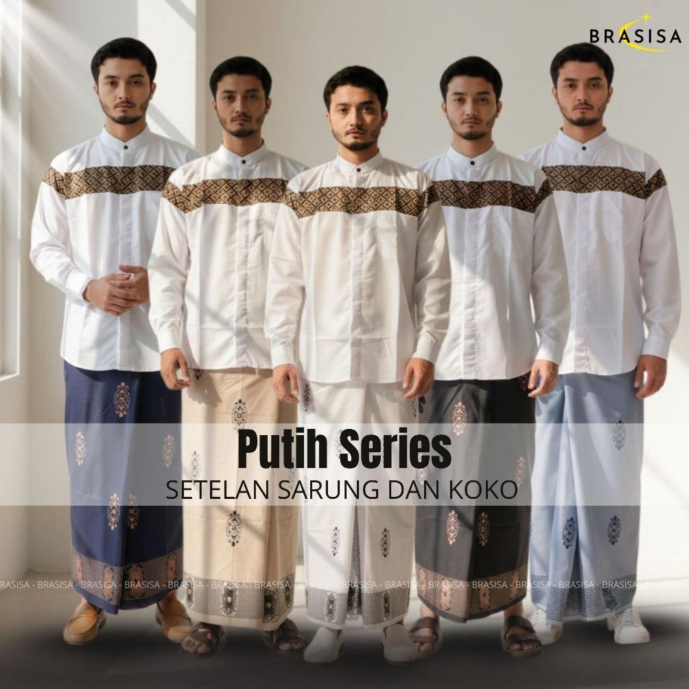 Hot Sale Paket Sarko Set Sarung Dan Baju Koko Muslim Pria Lengan Panjang Satu Paket Sarung Dan Koko