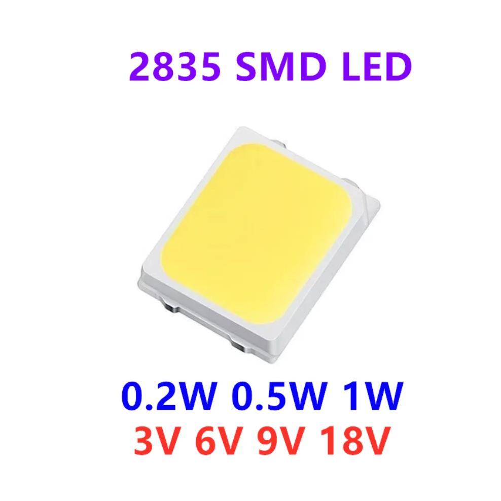 100pcs High Brightness 2835 SMD LED Chip 0.5W 1W 18V 9V 6V 3V 130lM Cool Cold Nature White LED 3000K