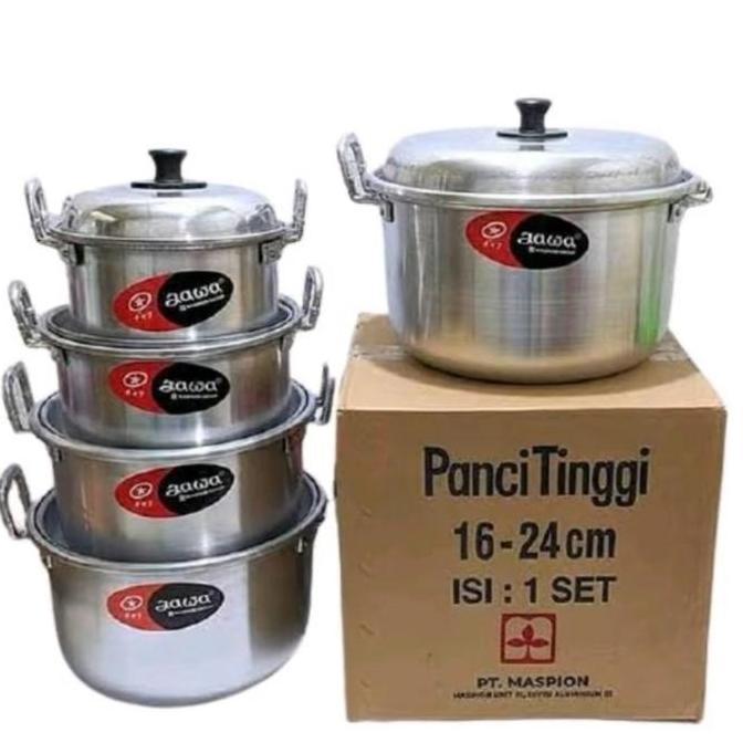 (COD) 1set 5pcs panci jawa aluminium ORIGINAL MASPION / panci set jawa LENGKAP Kitchenware