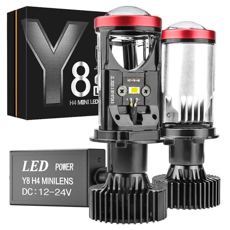 [COD] 2PCS Y7D Y8D Lampu LED Mobil Motor Mini Projie H4 60W LED Healight Lampu 8000LM 6000K