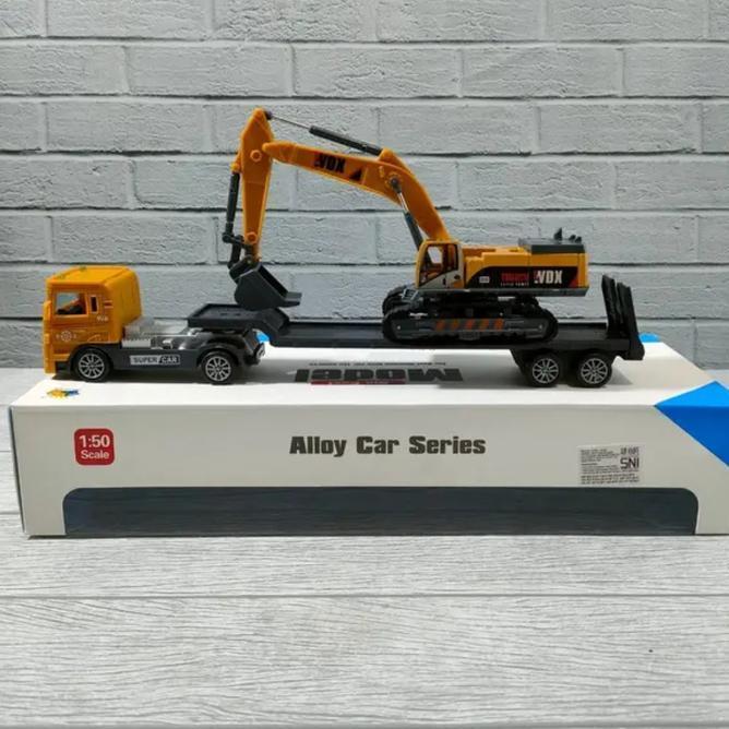 Diecast Truk Hauler Alloy Mainan Miniatur Mobil Besar Tru Trailer