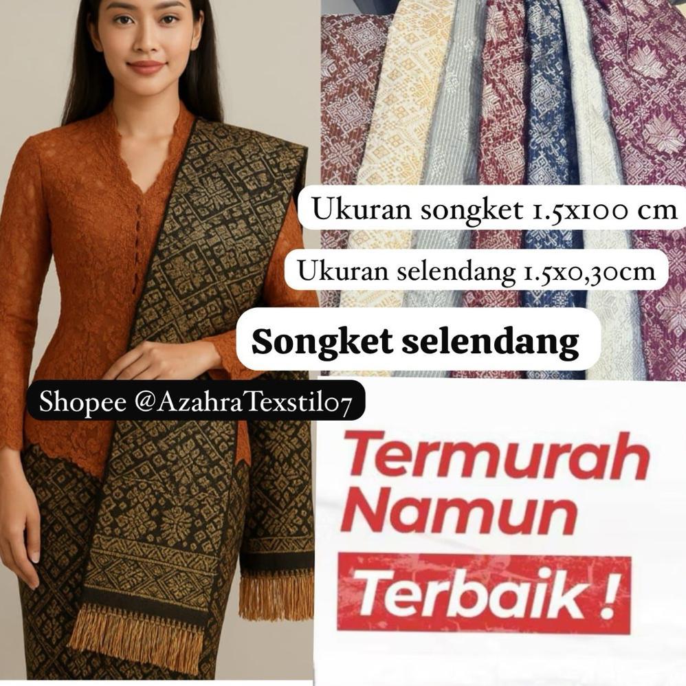 Hot Deals Songket Set Selendang Siap Pakai Rumbai Tenun Songket Jumbo