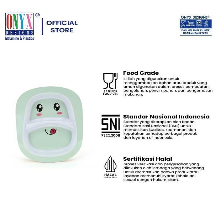 Bestone- Onyx Seiv, Piring Makan Anak Sekat 9 inch : Melamin, Aman untuk Makanan, Halal, AFS09S Kara