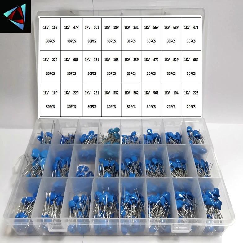 1KV 2KV 3KV 1000V 2000V 3000V 10PF-821PF 24Values Assorted Kit High-Voltage Ceramic Capacitors Packa