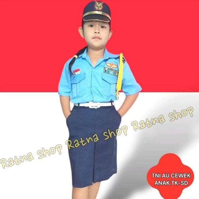 Baju TNI AU anak cewek /kostum TNI AU anak cewek PAUD, TK, SD Fashion Perempuan