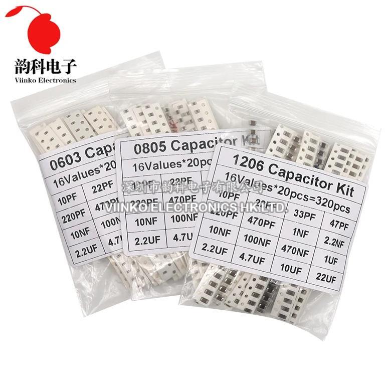 320PCS 720PCS 0603 0805 1206 SMD Capacitor Assorted Kit 16/36/50Values 1PF - 10UF Capacitance Set 10