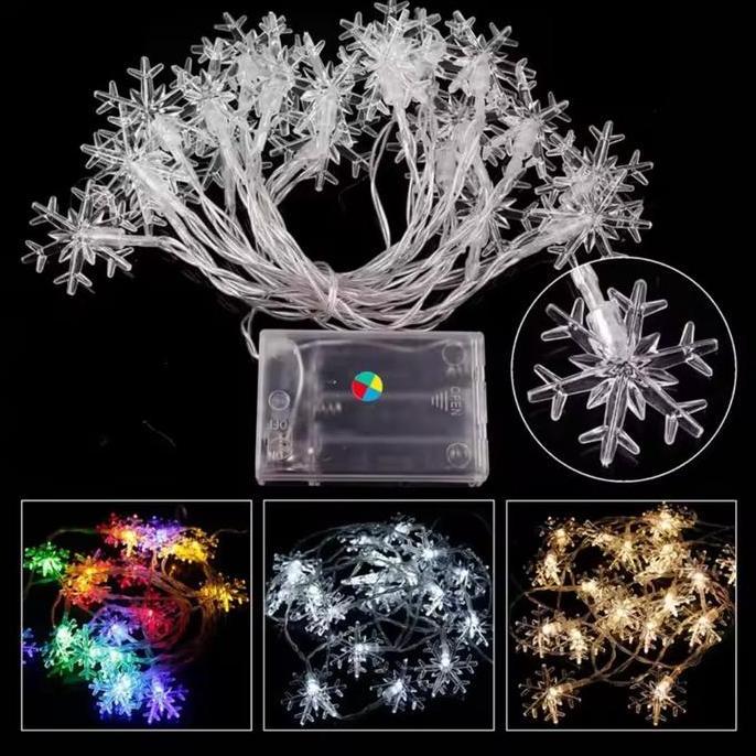 6782 Lampu Tumblr LED Snowflake Battery / Lampu LED  pohon natal 3 Meter