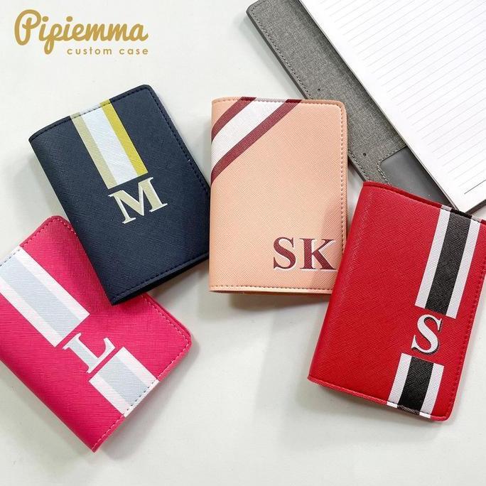 HARGA DISC - Passport Cover Sampul Paspor Custom Initial Bahan Saffiano Leather