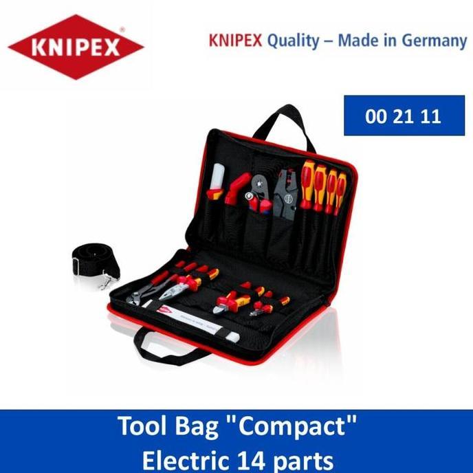 XAVIERY Tool Kit Set Listrik 14 pcs Knipex 00 21 11 Tool Bag "Compact" Electric 14 parts