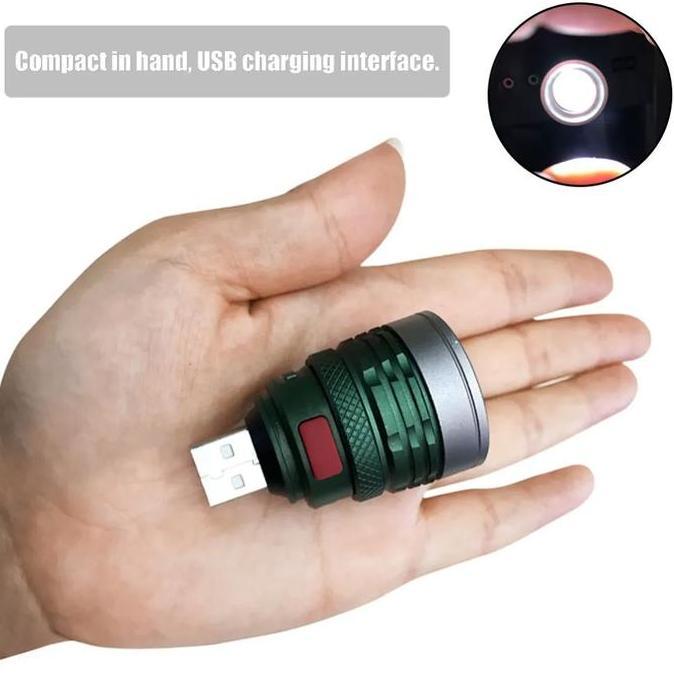 Senter LED USB Zoomable Mini Handy Flashlight 800 Lumens