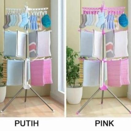 TERMURAH JEMURAN HANDUK Menara Bayi Kaos Kaki Kain Gantung Berdiri Murah 3 SUSUN STAINLESS READY STO