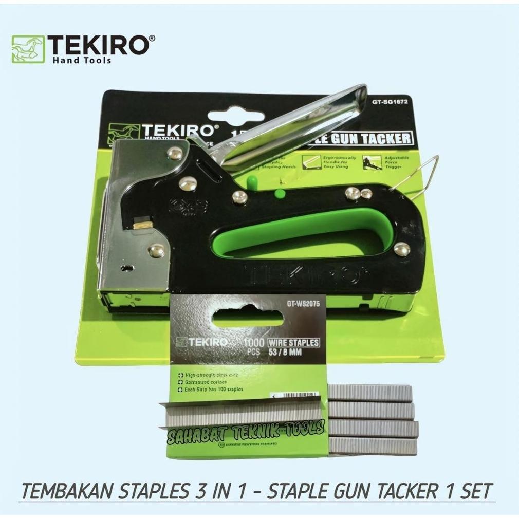 Tekiro Tembakan Staples Gun Tacker 3 IN 1 Satu Set Dengan Isi Staples Ukuran 8 mm / Tembakan Staples