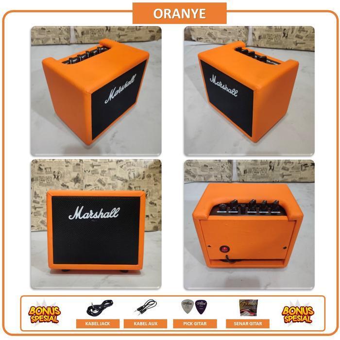 Ampli Gitar & Bass 5 Inch Ada Bluetooth 2 Input Efek Delay Distorsi Bonus Kabel Jack & Pick Gitar & 