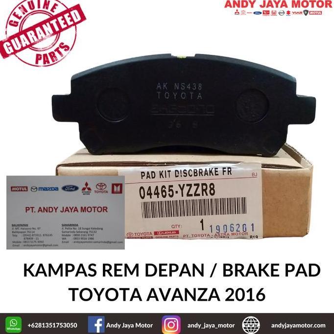 Produk Unggulan] KAMPAS REM DEPAN / BRAKE PAD TOYOTA AVANZA TAHUN 2016 PN: 04465-YZZR8