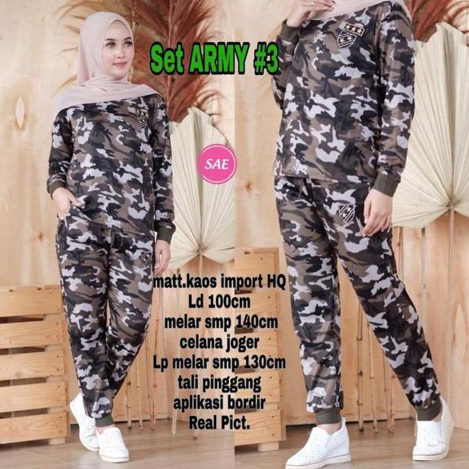 Limited, Setelan Senam Army Panjang Wanita / Setelan Olahraga Army Terlaris Bisa Cod. Baju Celana Mu