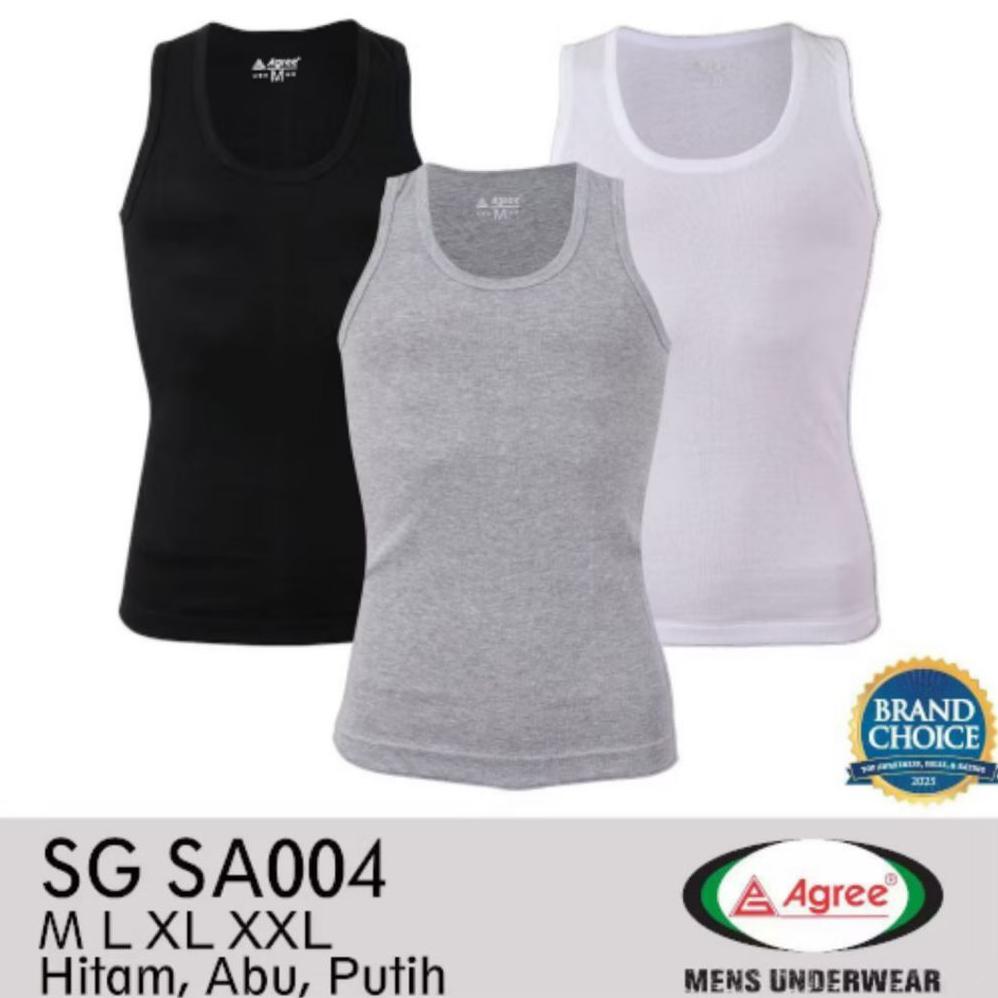 [ 3pcs ] Singlet Pria Agree Art.004 | Singlet Pria Agree Original | Kaos Dalam Agree Dewasa 3 warna