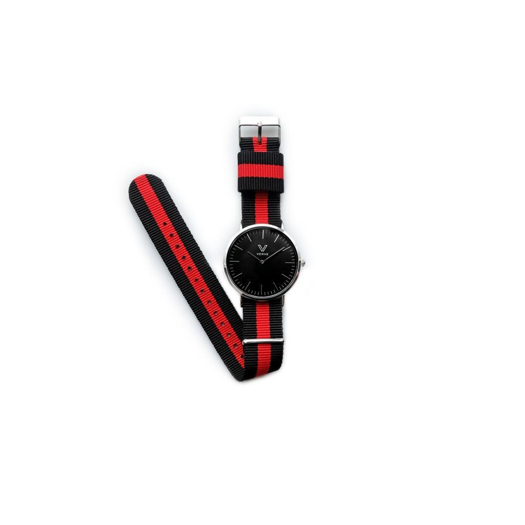 Verve Watch Tali Jam Tangan - Nato Nylon Strap - Black Red