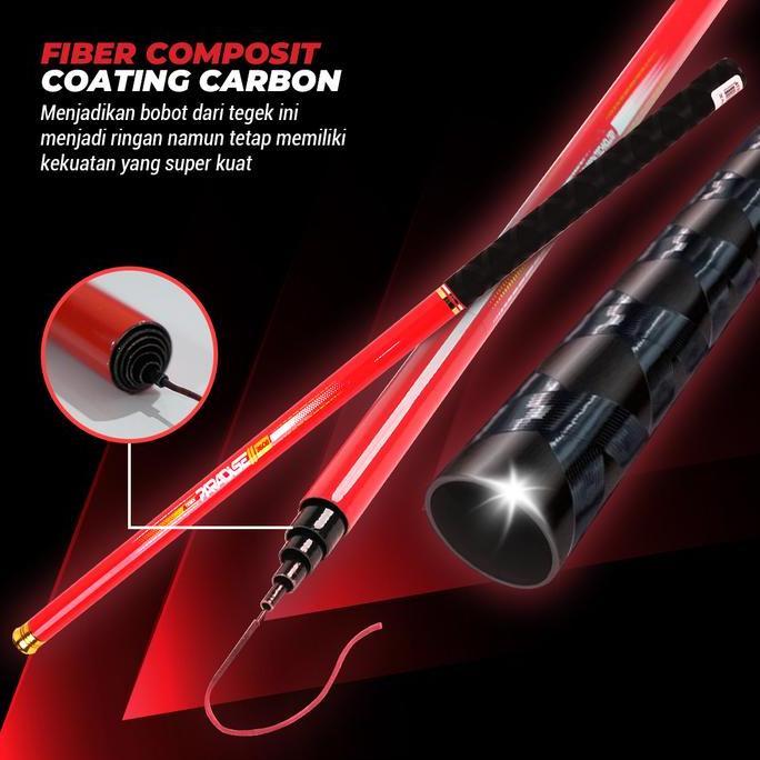 New Tegek Pancing Joran Paradise Ii 2 Fiber Coating Carbon Ukuran 240 270 300 360 450 540 630 Cm | M