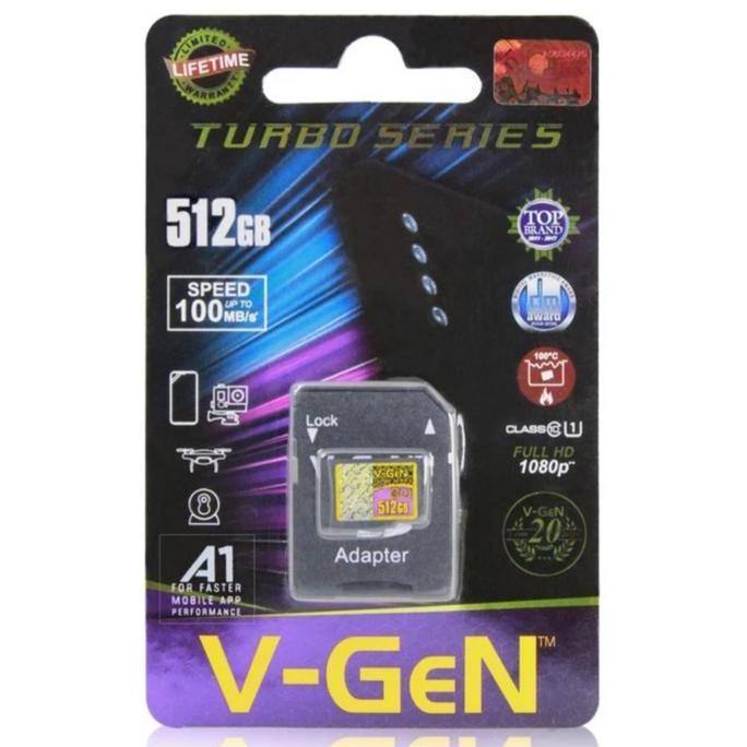 TERBARU - Memori Micro SD V-GeN Memory Card 512gb Adaptor Class 10 Vgen Original