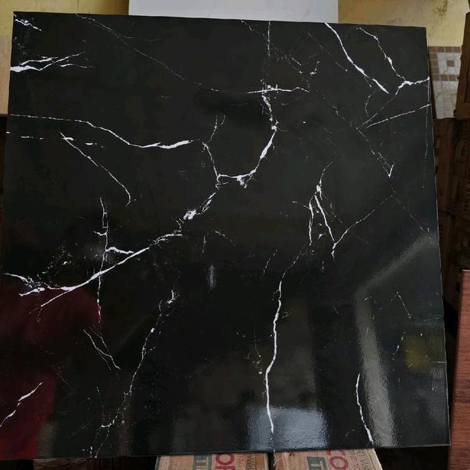 KERAMIK 60X60 HITAM MOTIF MARMER SALUR GRANITO