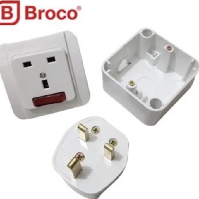 Broco Stop  kontak tembok AC kaki gepeng 3 rumah colokan saklar