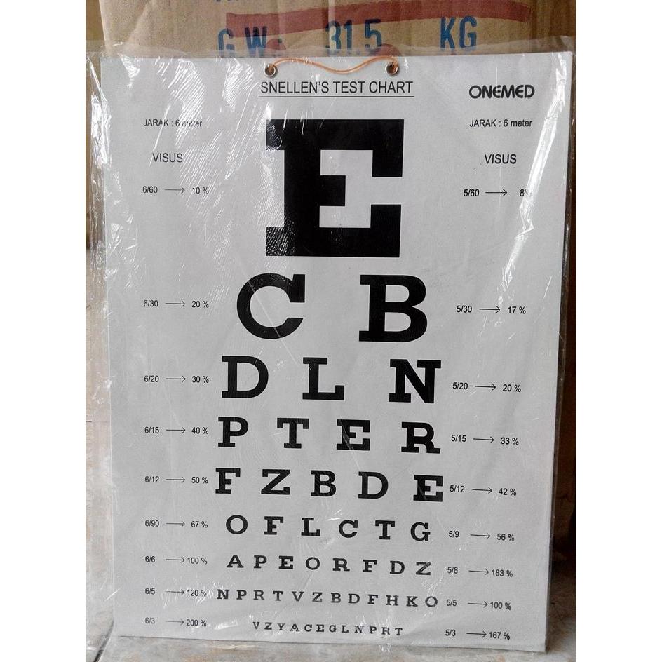 Snellen's/ snelen Test Chart Alat tes Visus penglihatan Kesehatan Mata