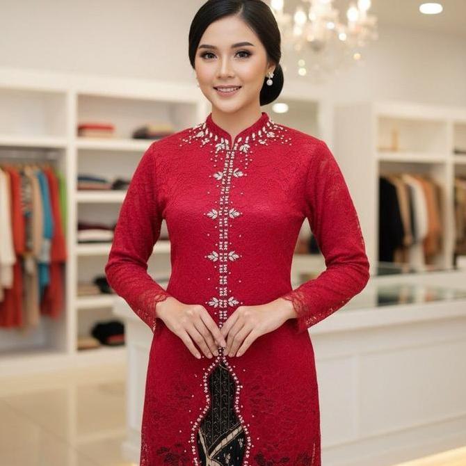 Kebaya tunik ful payet Kebaya brokat kebaya terbaru model tunik SET KEBAYA SANGHAI BURKAT PAYET Pest