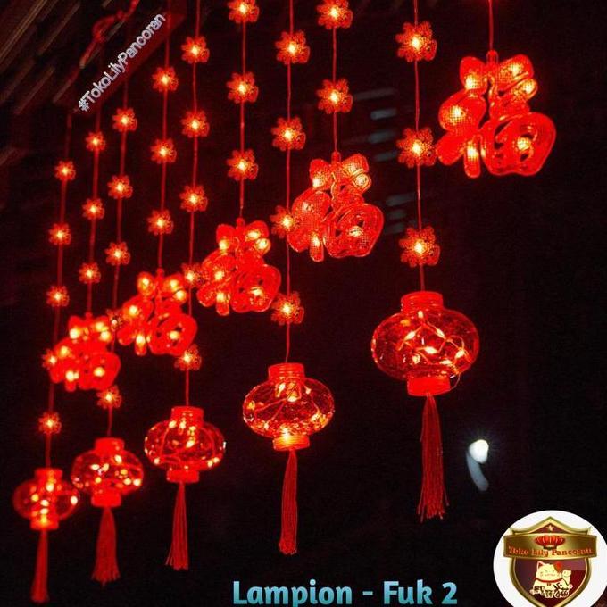 Lampu Imlek Tirai LED / Lampu Kelap Kelip Imlek Fuk / Lampu LED Imlek