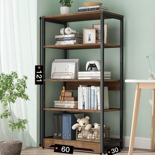 YGM Bufet Buku Rak Kayu Besi Serbaguna Lemari Buku Book Shelf Organizer Rak Dapur Bookshelf Pajangan