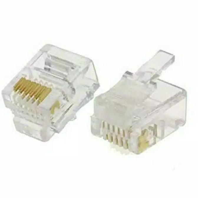 Sabarshopss - Konektor Kabel Telepon RJ 11 6pin connector JACK Telephone RJ11 6 pin