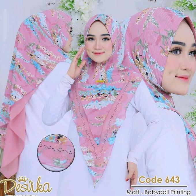 Athallahjuliehijab-Jilbab instan Khimar ceruty Babydoll printing by desvika hijab wanita muslim