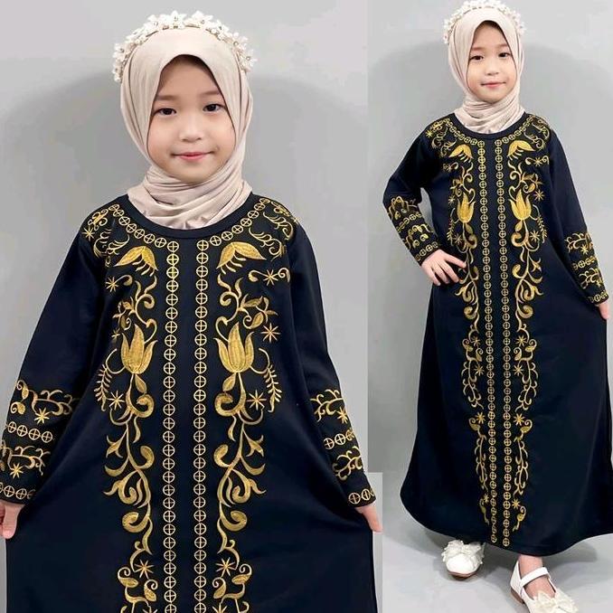 Gamis Abaya Gamis Arab Hitam Putih Bordir Mewah Syahbah Anak Perempuan Gamis Anak Baju Muslim Anak P