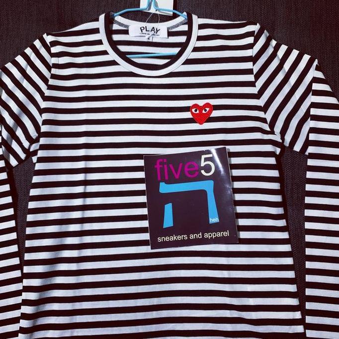 Cdg garcons play stripe long sleeve black