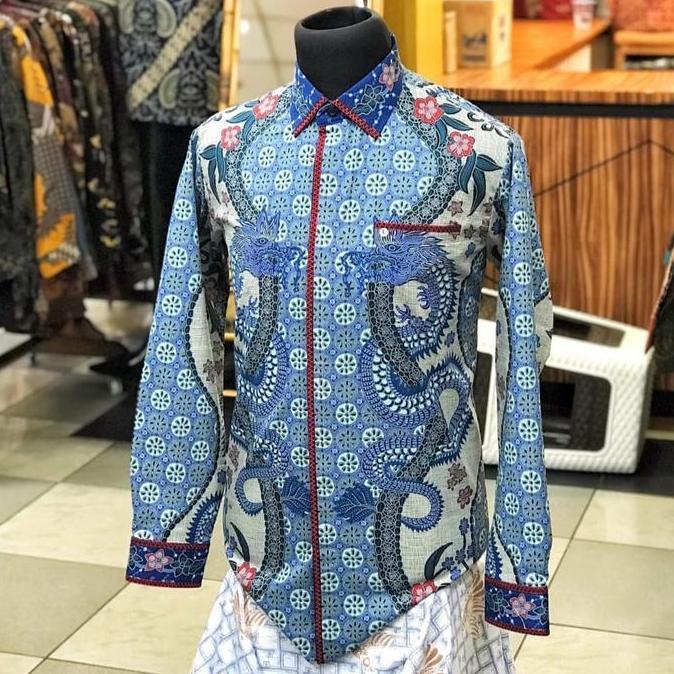 Batik pria premium sk sutra ATBM naga biru