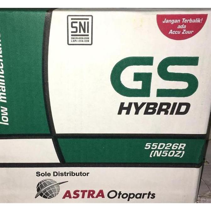 AKI MOBIL GS ASTRA TYPE GS HYBRID 55D26R N50Z 12V 60AH -12306 ORIGINAL DAN TERPERCAYA