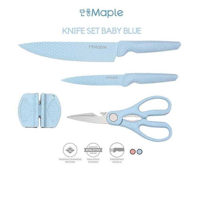 Awet Maple  Pisau Set Dapur Pisau Daging Anti Lengket - Kitchen Knife Set-Pink Blue Pink