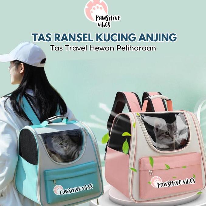 Enixc- Pawsitive Vibes Tas Ransel Kucing Anjing Tas Travel Hewan Peliharaan Anti Air & Mudah Dibersi