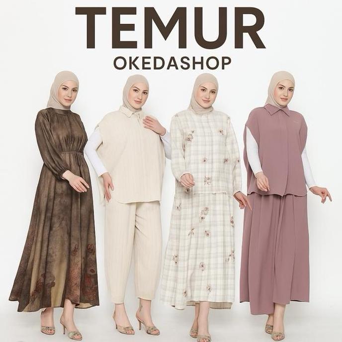 Girlfun- Okedashop - Temur - Spesial Setelan Celana Dress Midi Tunik Setrok Wanita Okedashop